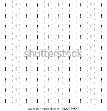 Square seamless background pattern from geometric shapes are different sizes and opacity. The pattern is evenly filled with black exclamation symbols. Vector illustration on white background