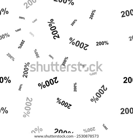 Seamless vector pattern with 200 percent symbols, creating a creative monochrome background with rotated elements. Vector illustration on white background