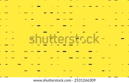 Seamless background pattern of evenly spaced black minus symbols of different sizes and opacity. Vector illustration on yellow background with stars