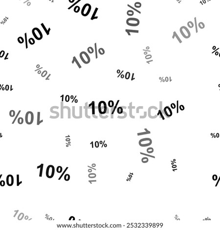 Seamless vector pattern with 10 percent symbols, creating a creative monochrome background with rotated elements. Vector illustration on white background