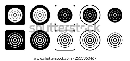 Icon set of checker game symbol. Filled, outline, black and white icons set, flat style.  Vector illustration on white background