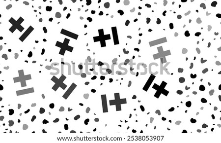 Abstract seamless pattern with plus–minus signs. Creative leopard backdrop. Vector illustration on white background