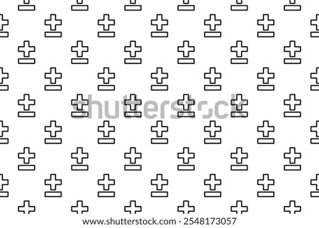 Seamless pattern completely filled with outlines of plus–minus signs. Elements are evenly spaced. Vector illustration on white background