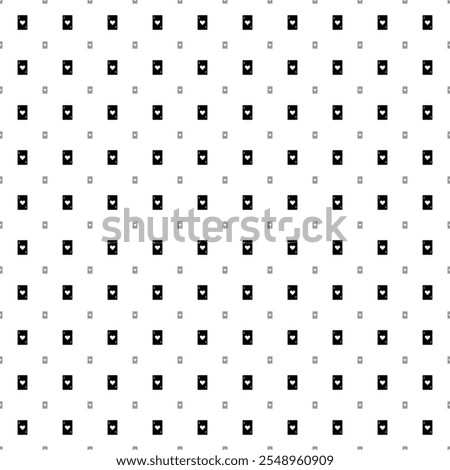 Square seamless background pattern from black ace of heart cards are different sizes and opacity. The pattern is evenly filled. Vector illustration on white background