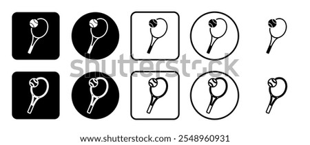 Icon set of tennis symbol. Filled, outline, black and white icons set, flat style.  Vector illustration on white background