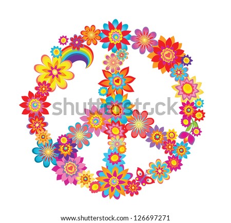 Colorful Peace Flower Symbol Stock Vector Illustration 126697271 ...