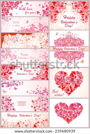 Set of horizontal banner for Valentines day