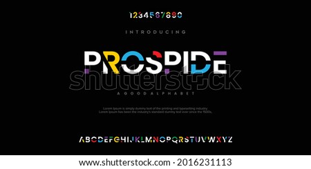 Modern abstract digital alphabet font. Minimal technology typography, Creative urban sport fashion futuristic font and with numbers. vector illustration Photo stock © 