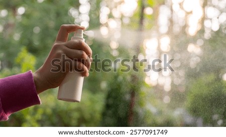 Similar – Image, Stock Photo Unrecognizable woman traveler against lake and mountains in morning