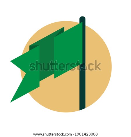 An icon of a green flag flying