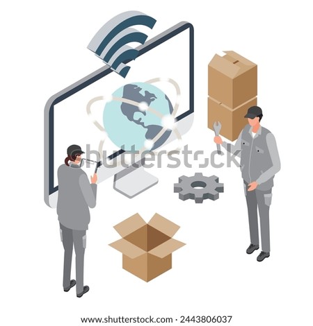 This is an image illustration of an internet line operator working.