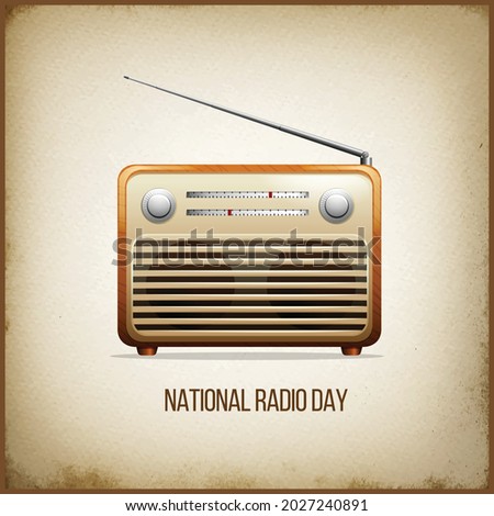 Old radio with vintage background, it's represent National Radio Day.