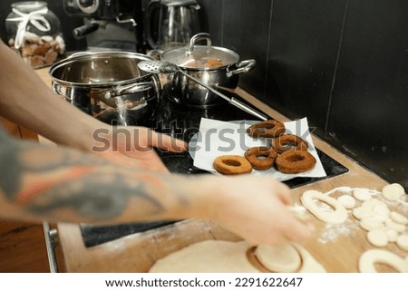 Similar – Image, Stock Photo Doughnuts near ingredients on table