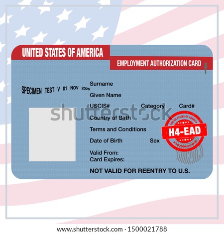 EAD/employment authorization card mockup, for H4 spouses of H1-B visa holders, to work legally in the USA, after approval of PERM AND i-140. Save Jobs USA's civil complaint against DHS to stop H4 visa