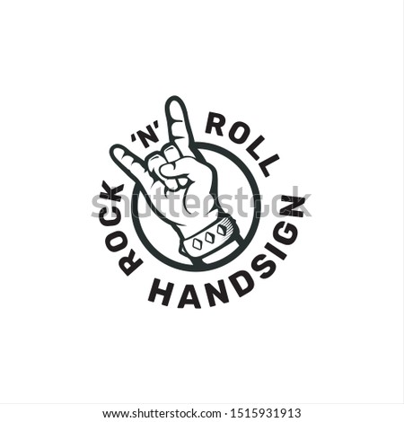 rock n roll handsign, Rockstar handsign, rock handsign logo cartoon illustration for leaflet, poster, or tshirt design