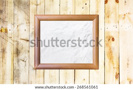 Wood photo image frame on wood background