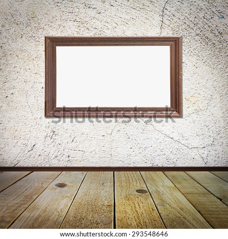 Picture frame on old empty room with concrete wall background vintage effect style