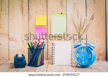 Color pencils on wooden background - Vintage effect style pictures