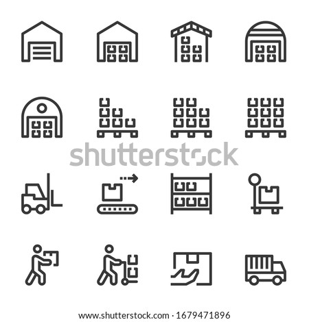 warehouse icon line vector illustration
