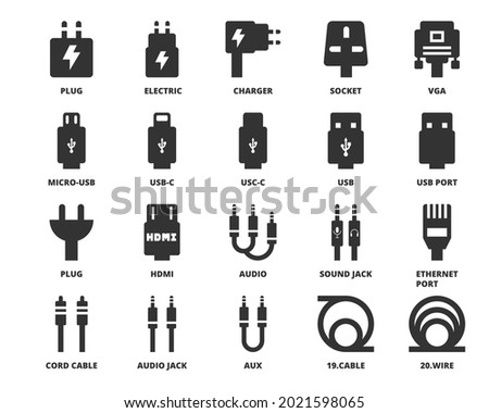Plug And Cable Icons Vector ,Electricity ,Energy