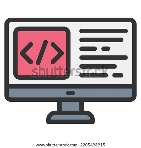 code icon line color vector illustration