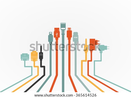 Plug Wire Cable Computer colorful vector illustration