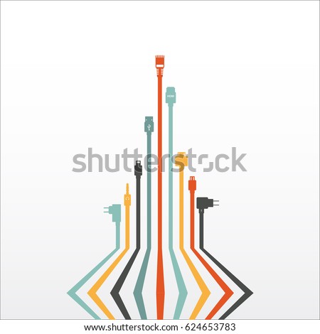 Plug Wire Cable Computer colorful abstract wire vector illustration