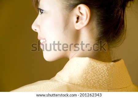 female profile of collar and kimono