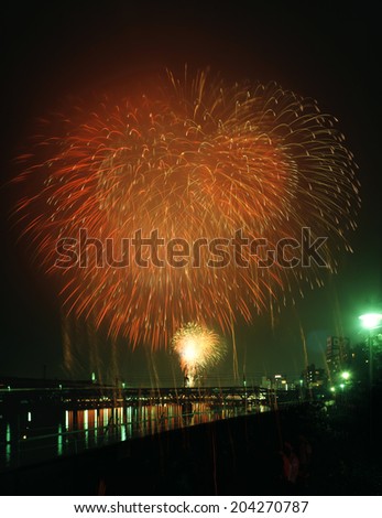 The Image Of The Fireworks In Sumida River