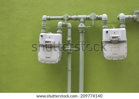 City Gas Meter on the Building Wall