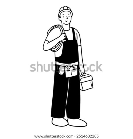 Electrician profession hand drawn illustration vector