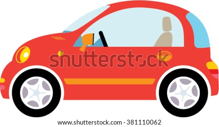 Small red woman Car illustration. vector