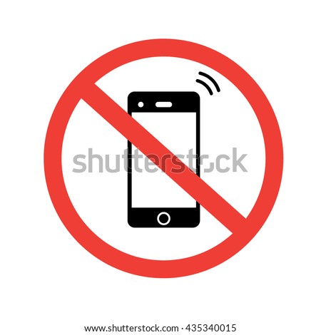 No phone sign. No talking and calling icon. Red cell prohibition. Vector illustration. 