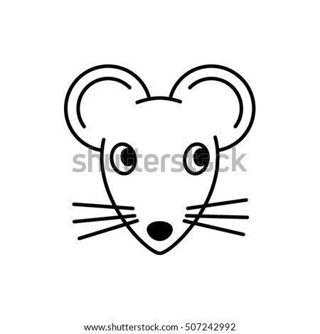 Mouse face icon. Vector illustration. Rat head logo.