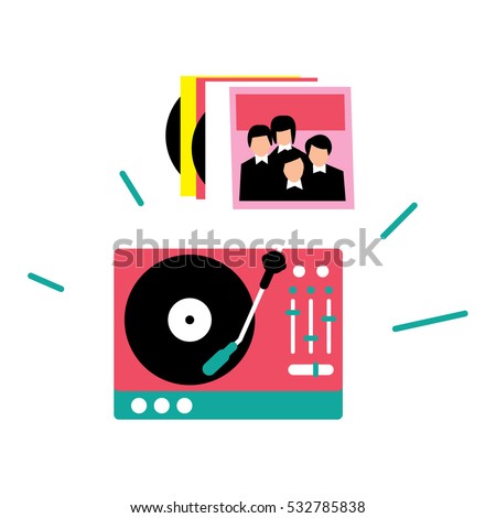 Vinyl music record player. Vector illustration