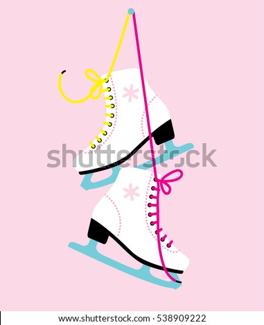 White woman figure Ice skates. vector illustration