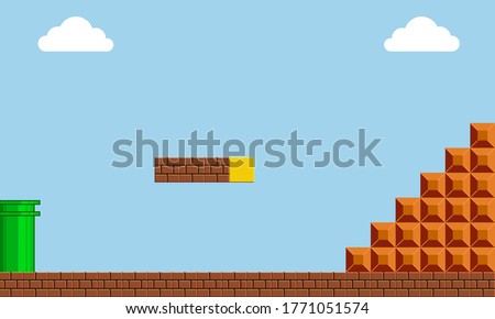 Famous old video game, retro styled of screenshot background vector illustration