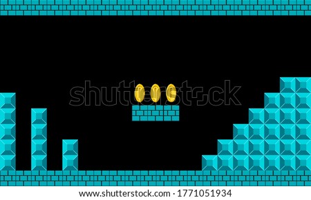 Famous old video game, the retro styled of screenshot familiar underground background vector illustration