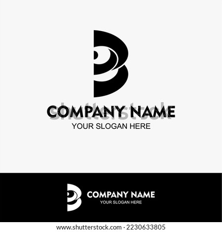 Simple logo with half double eye where only 1 has eyeballs concept for your company. shaped like the letter B. half illuminati circle like vortex with a focus on the goal to be achieved