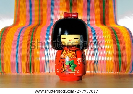 Wooden doll made in japan, touristic Souvenir