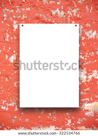One vertical paper sheet with nails