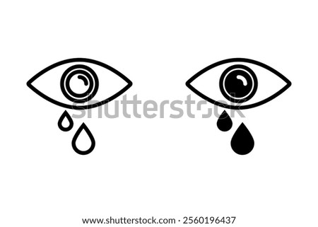 Crying eye icon. Outline crying eye vector icon for web design isolated on white background