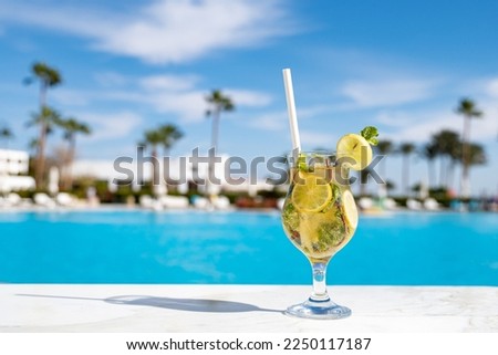 Similar – Image, Stock Photo Blue drink and bartender tools on table