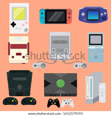 Icon set of retro home video games and portable games vector