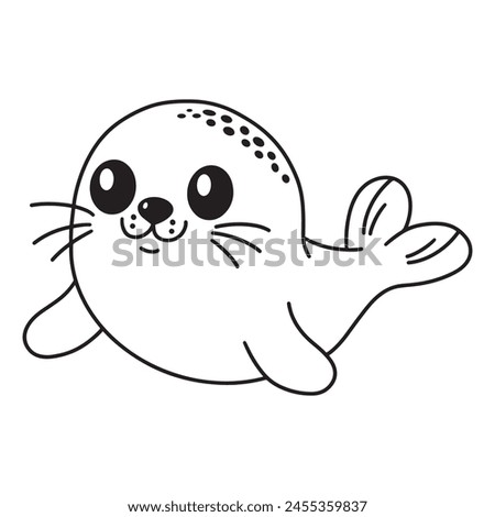 Line art of seal cartoon vector