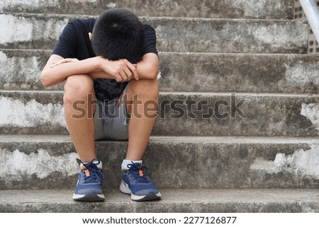 Similar – Image, Stock Photo Child sitting on stairs in skatepark