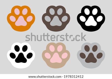 cat paws lines background. Banner template with cat paws or kitten feet up. Cat Paw, kitten puppy wallpaper. Design, prints, cartoon, cute cat foot wallpaper. Vector illustration
