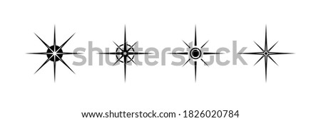Black north sign vector set. Map and compass direction.