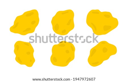 Gold nuggets on white background. Golden valuated ore. Rarely expensive minerals.