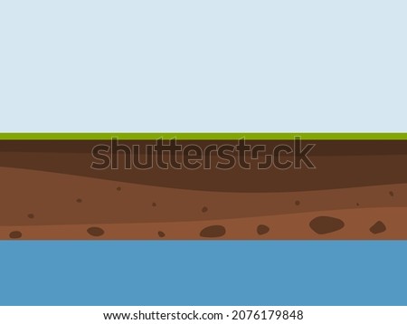 Geological subsurface. Layered soil and groundwater.